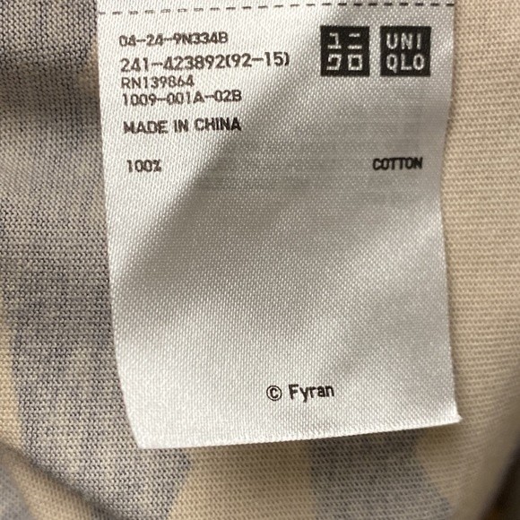 UT Uniqlo Top Short Sleeve scandinavian pattern Blue cream size XS - Picture 8 of 10
